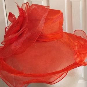 Stunning Crimson Organza Derby Hat